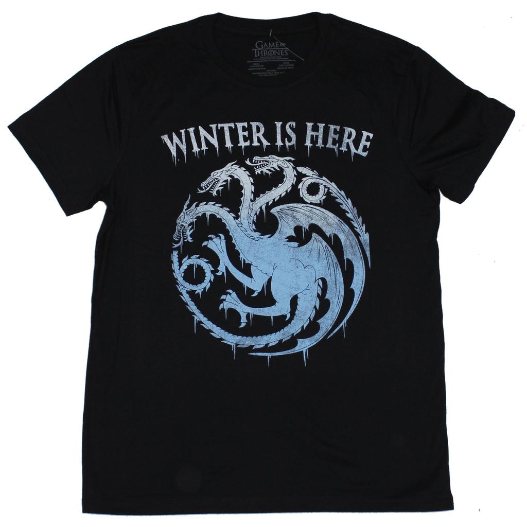 Game OF Thrones Adult New T-Shirt - Winter is Here Icy Targaryen Crest Pic