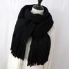 Scarf Women's Winter Korean Style Knitted Thickened Warm Wool Men's Solid Color Tassel Scarf