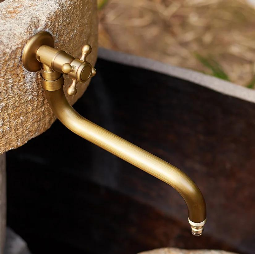 Настенный кран для уличного двора, антифриз, одна холодная вода, раковина, каменная раковина, медная вилла, уличный антифризный кран