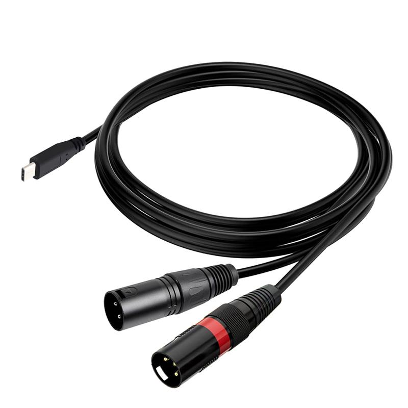 1M Usb-C To Dual Xlr Male Audio Cable Type-C To 2 Xlr Adapter For Tablet Phone Laptop For Iphone For Macbook For Samsung