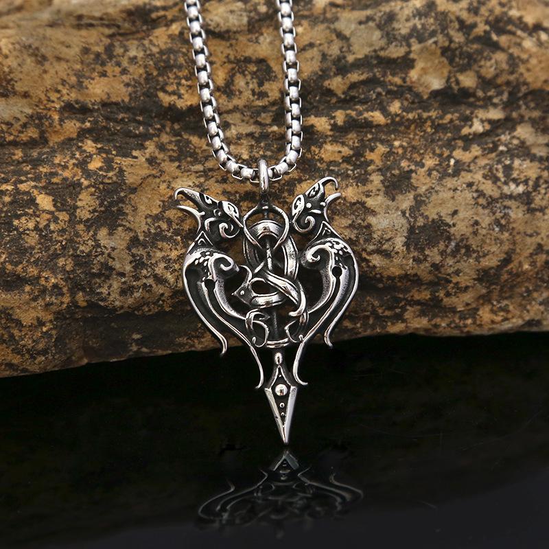 Персонализированное парное ожерелье из нержавеющей стали в стиле ретро, европейская и американская мода, мужская цепочка из титановой стали, кулон в виде длинного меча Близнецов