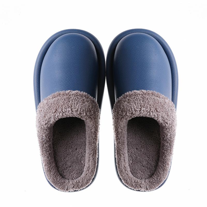 Модные водонепроницаемые зимние хлопковые тапочки из ЭВА для женщин, домашние плюшевые стельки для влюбленных, теплая подкладка, мужская обувь, домашние женские тапочки, меховые тапочки