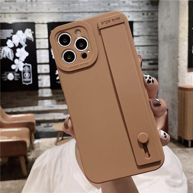 Модный винно-красный резиновый ремешок на запястье, чехол для телефона с кронштейном для Iphone 13 Pro Max 11 12 Xs X Xr 7 8 Plus, чехол на руку, мягкий бампер