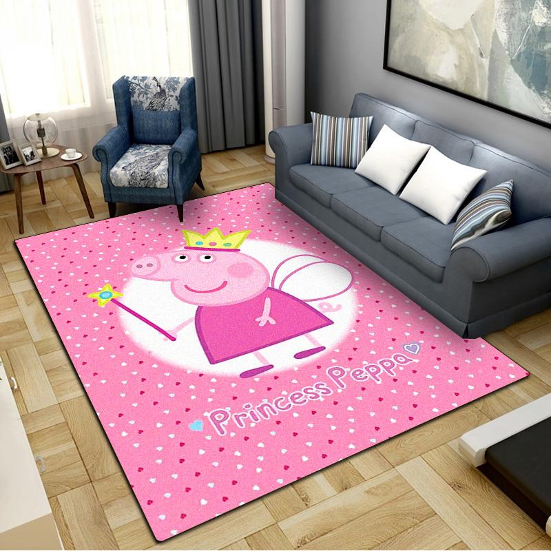 Pink Pig Cartoon Carpet Rug for Living Room Bedroom Home Sofa Decoration,Kids play Non-slip Floor Mat