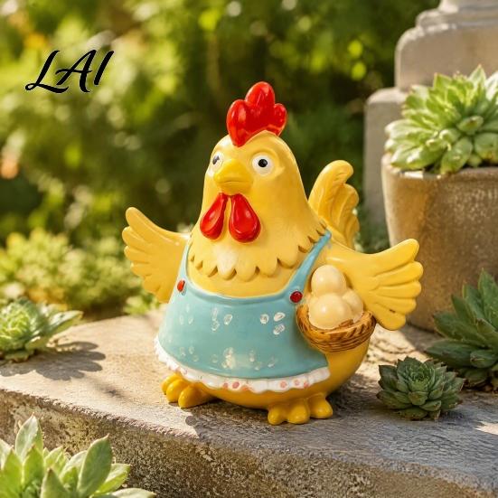 Всепогодная Смола Садовый Декор Мультяшная Статуэтка Курицы с Яйцами Пасторальный Стиль Фигурка для Ручной Работы Фермерский Кухонный Орнамент Декор Двора Патио