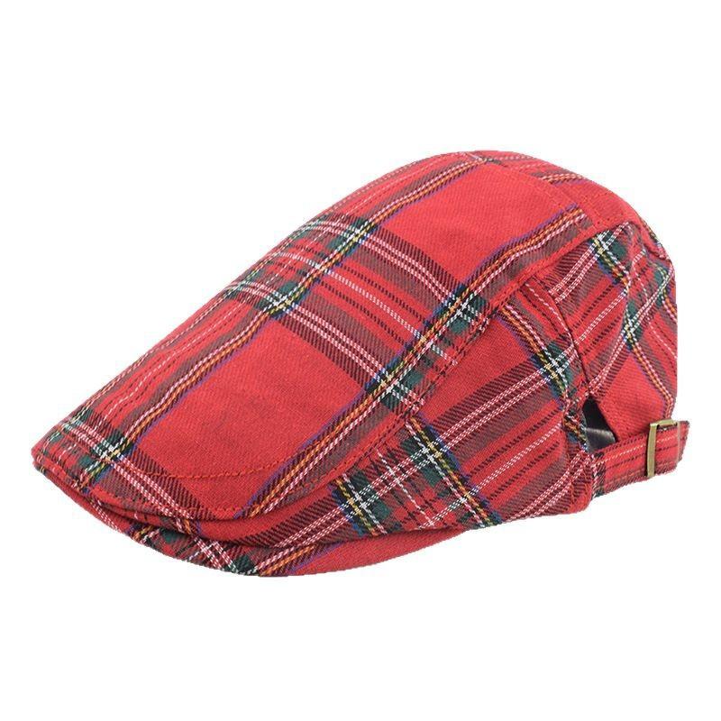 Spring And Summer Outdoor Plaid Forward Hat Outdoor Casual Beret Retro Plaid Cap Overseas
