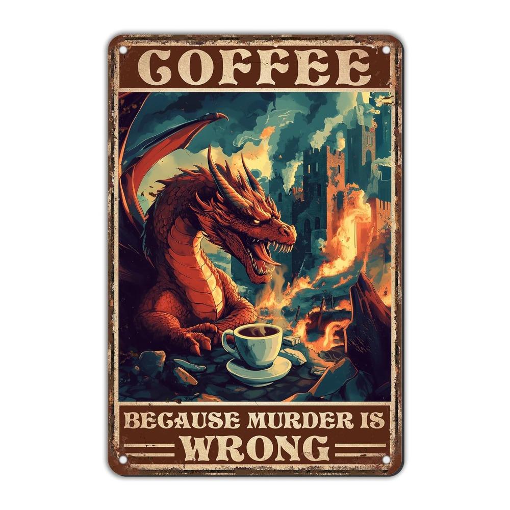 GJXFTPTTBDDragonToothЖестяная табличка GJXFTPTTBD Винтажная жестяная табличка с драконом 12*8 дюймов - Чистите зубы Ретро металлическое искусство, Декор для стен ванной комнаты