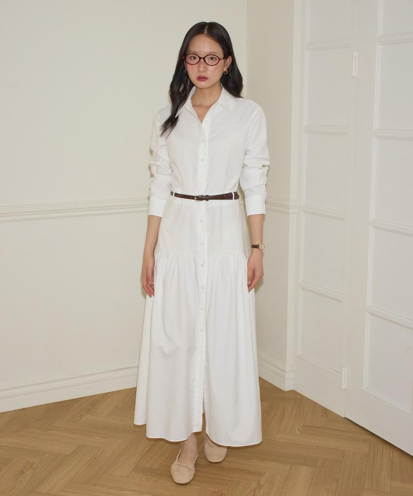 SALON DE YOHN Flare Long Shirt Dress_ White