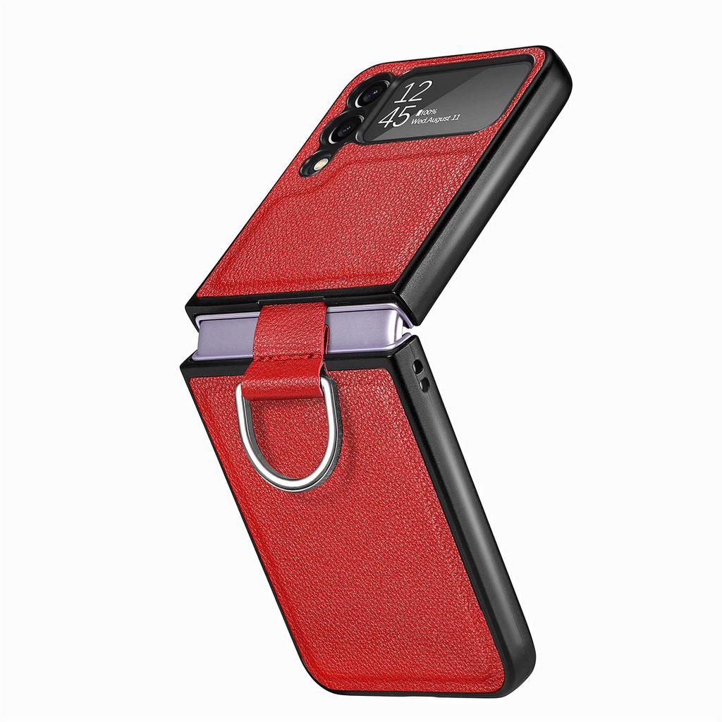 Нескользящий кожаный чехол с защитой от царапин для Samsung Galaxy Z Flip 4 5 5G Flip5 Flip4 Flip3 Flip 3 Zflip4, чехол для телефона с кольцом на палец