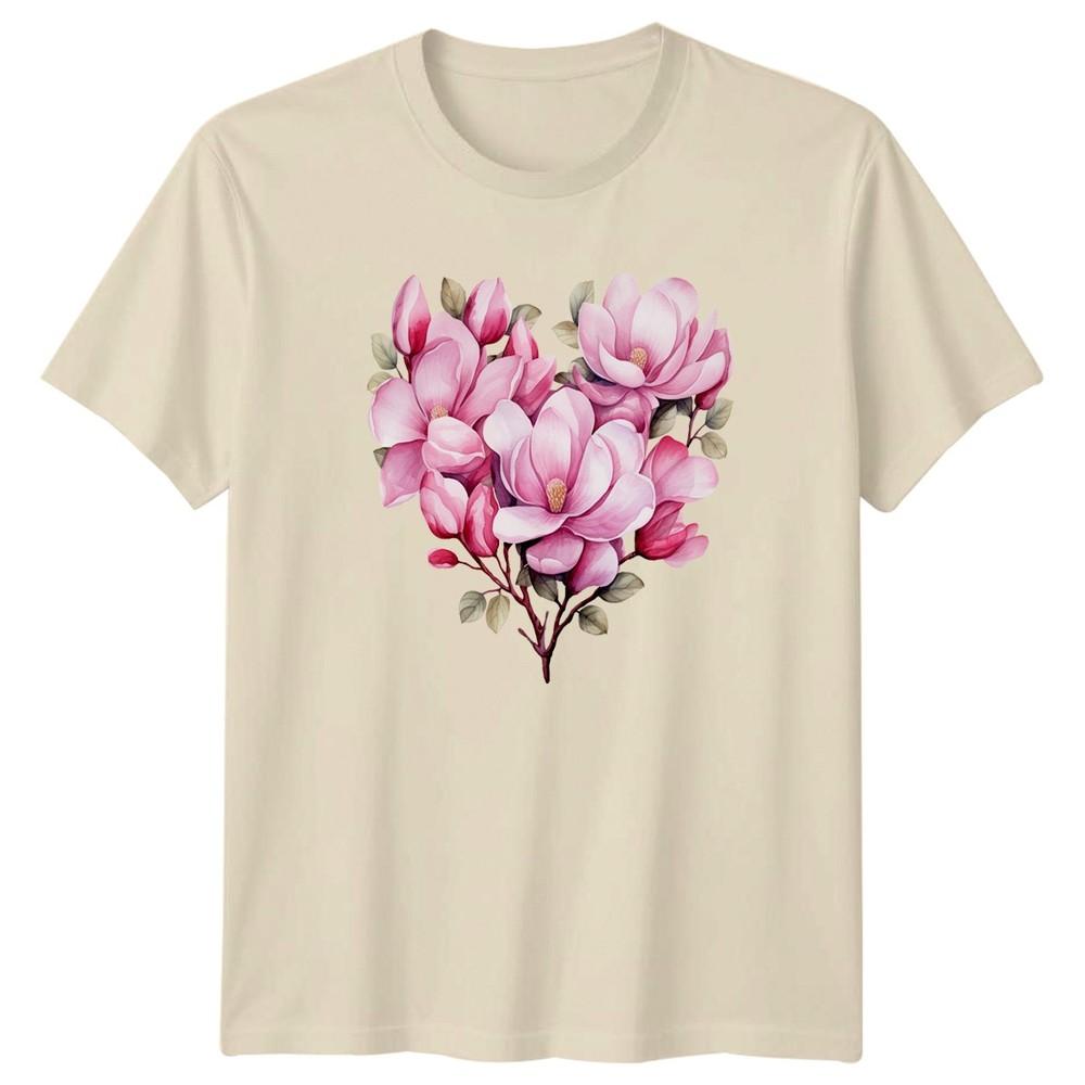 Pink Magnolia Flowers Unisexs TShirt Unisexs Tee Graphic Unisex Top