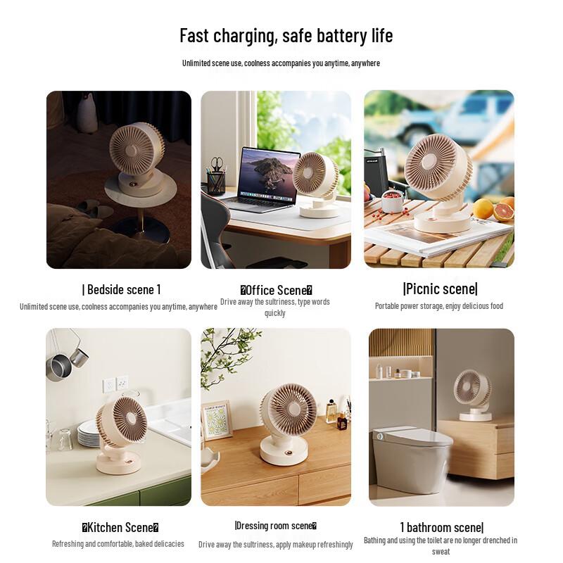 KONKA USB-перезаряжаемый oscillating настольный вентилятор с аромадиффузором, штекер CN (адаптер в комплекте)