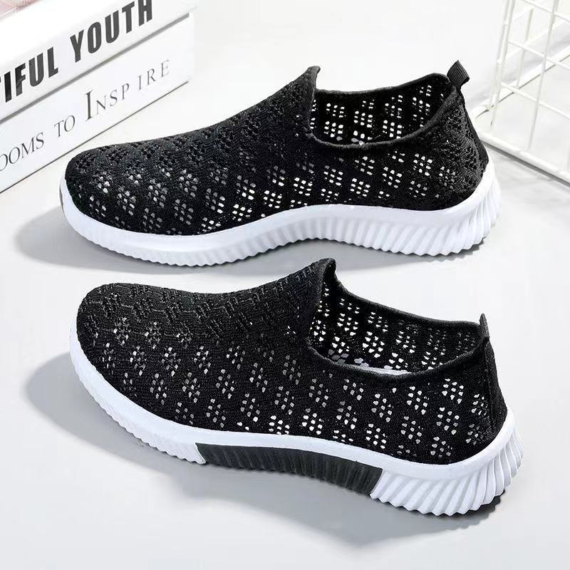 2025 New Summer Cloth Shoes Flat Hollow Women's Net Shoes Sports Shoes Casual Shoes Comfortable Flat Shoes