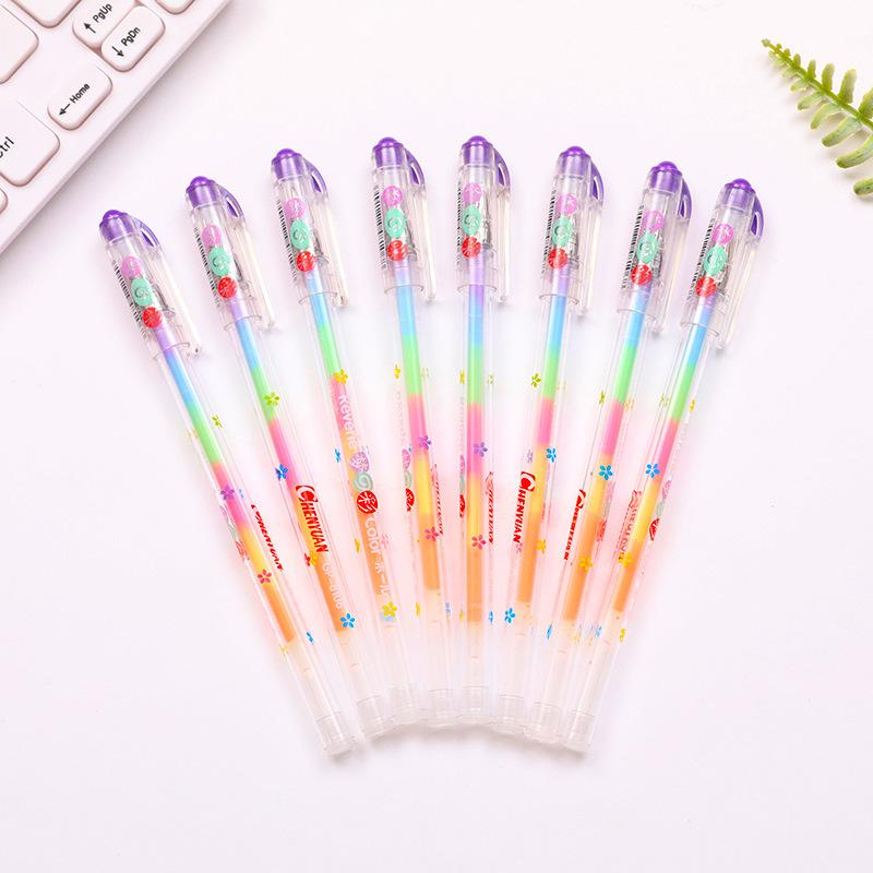 1 шт. корейские канцелярские принадлежности мультфильм милый прекрасный конфетный текст маркер гелевые ручки школьные принадлежности для школьников изменение 7 цветов рисовать