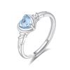 Heart Shaped Natural Crystal Ring S925 Sterling Silver Niche Open Ring Topaz Women Jewelry