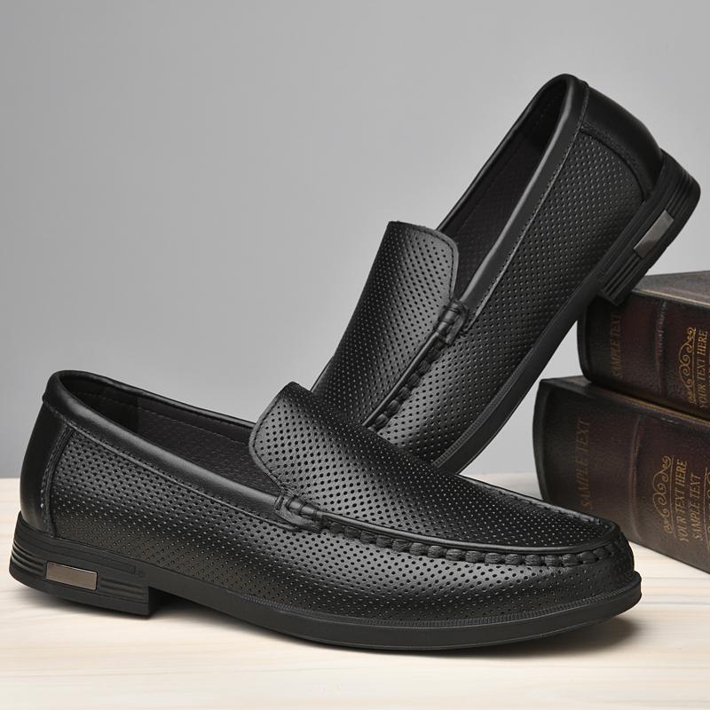 Дышащая мужская повседневная обувь из натуральной кожи, мужские лоферы, туфли без застежек, мокасины для вождения, люксовые брендовые мужские туфли-лодочки с вырезом