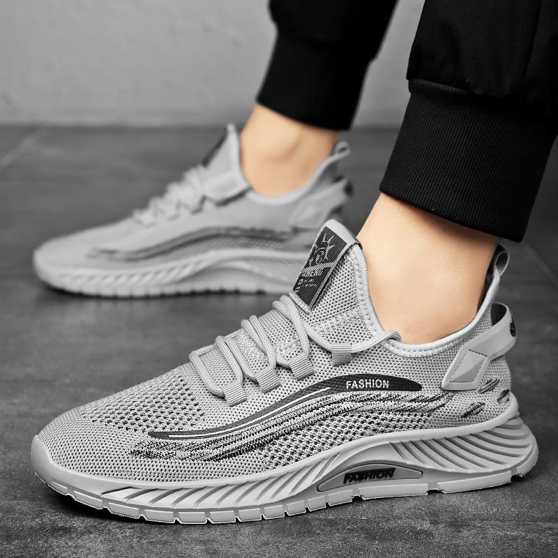 2025 летние повседневные одинарные туфли модные мужские новые дышащие спортивные туфли трендовые летающие тканые полые одинарные сетчатые туфли
