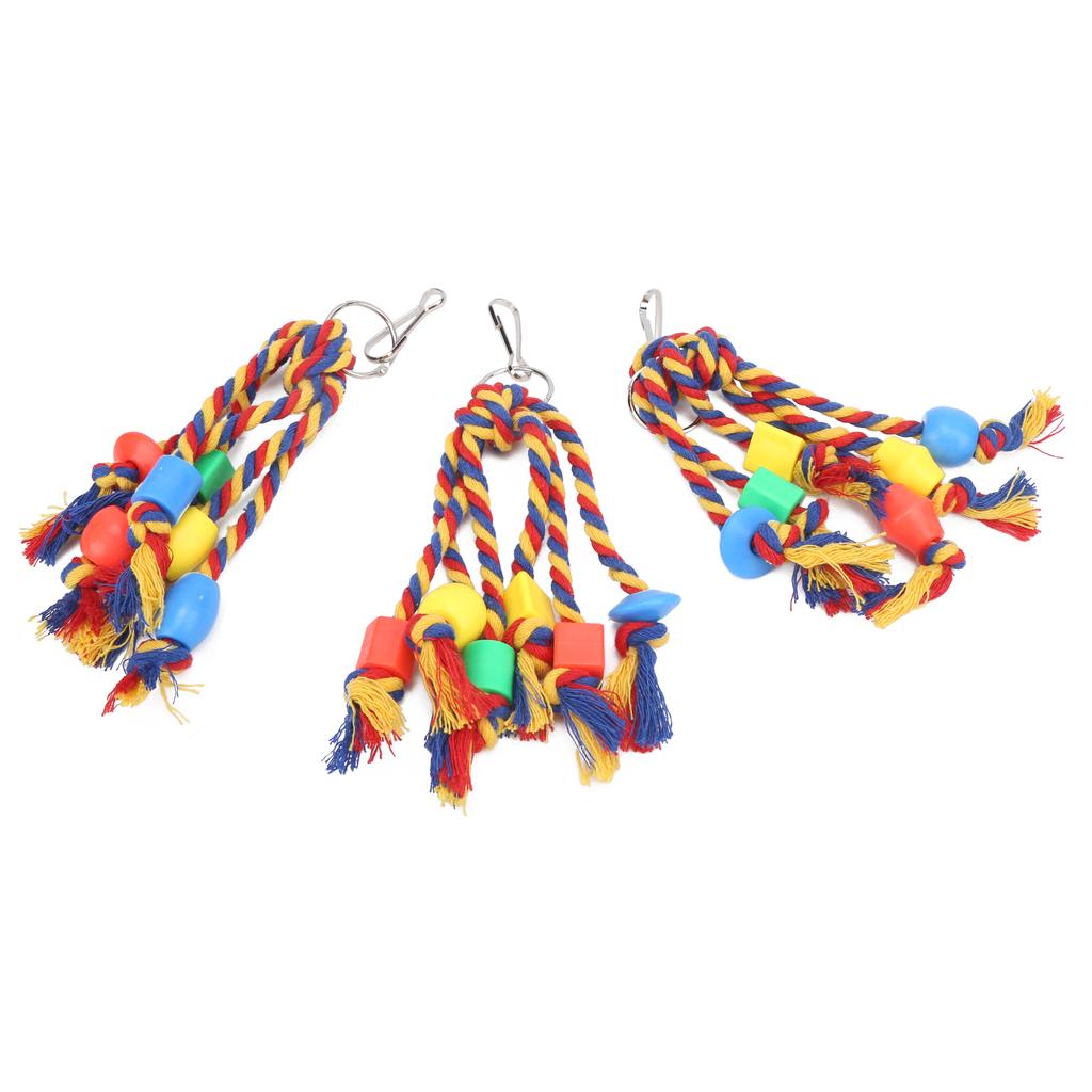 Игрушка для жевания птиц, цветная хлопковая веревка, пластиковые бусины, веревка для укусов для маленьких попугаев
