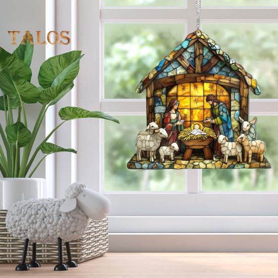 Рождественская сцена ловец солнца окрашенный акриловый ловец солнца подвесное украшение на окно рождественский вертеп для домашнего рождественского декора христианский подарок