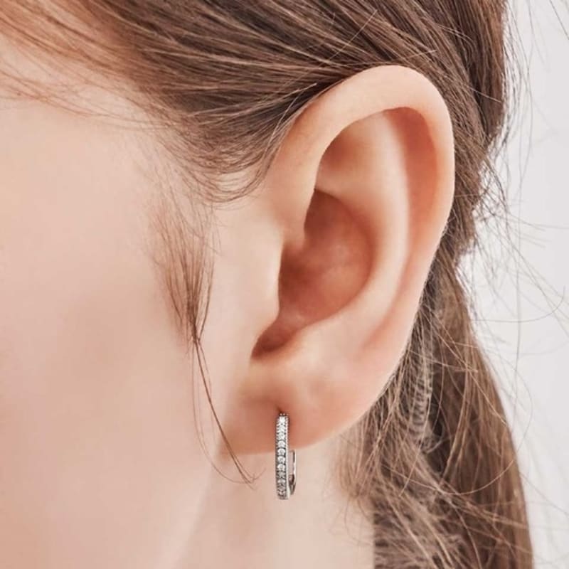 GEIGER Jewelry 925 Silver Square Line One-Touch Ring Earrings GISVEE135