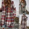 Новое осенне-зимнее женское повседневное комфортное свободное клетчатое пальто с контрастным цветным карманом на молнии с длинными рукавами и капюшоном