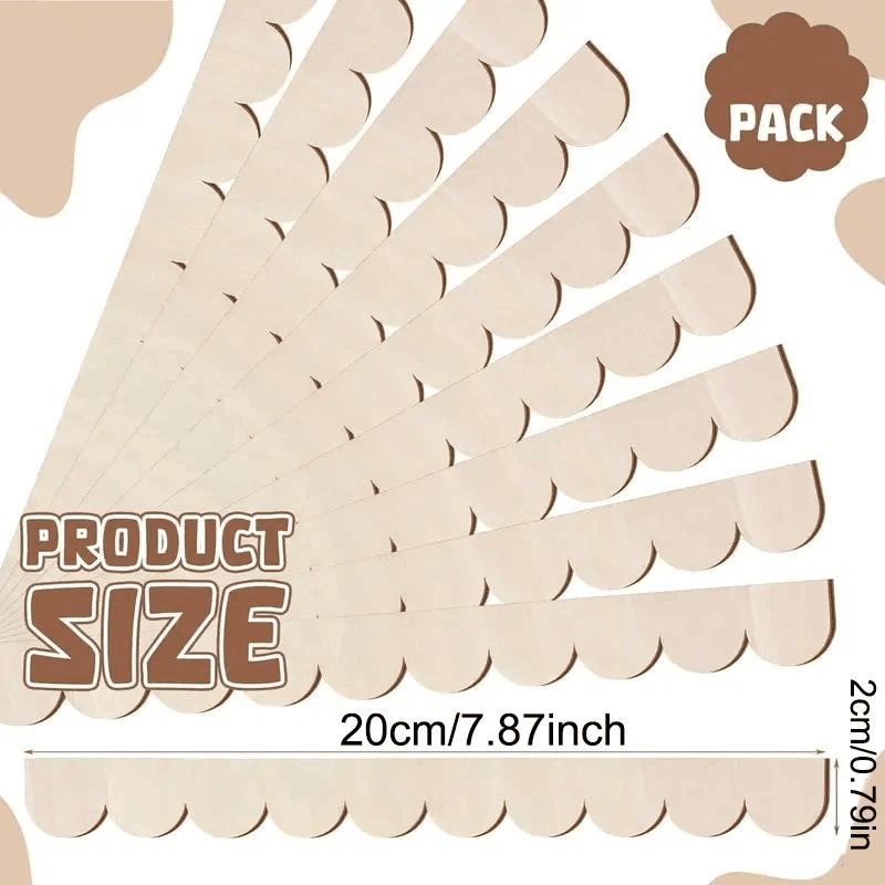 12pcs Wooden Strips Scalloped Unfinished Decorative Edge Moulding Wood Border Trim for DIY Crafts Wall Cabinet Home Decoration
