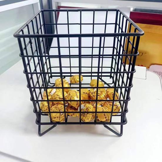 Железная полка для хранения, полая большая вместительная корзина для хранения из нержавеющей железной проволочной сетки, домашний офис, ванная комната, настольный чехол-органайзер