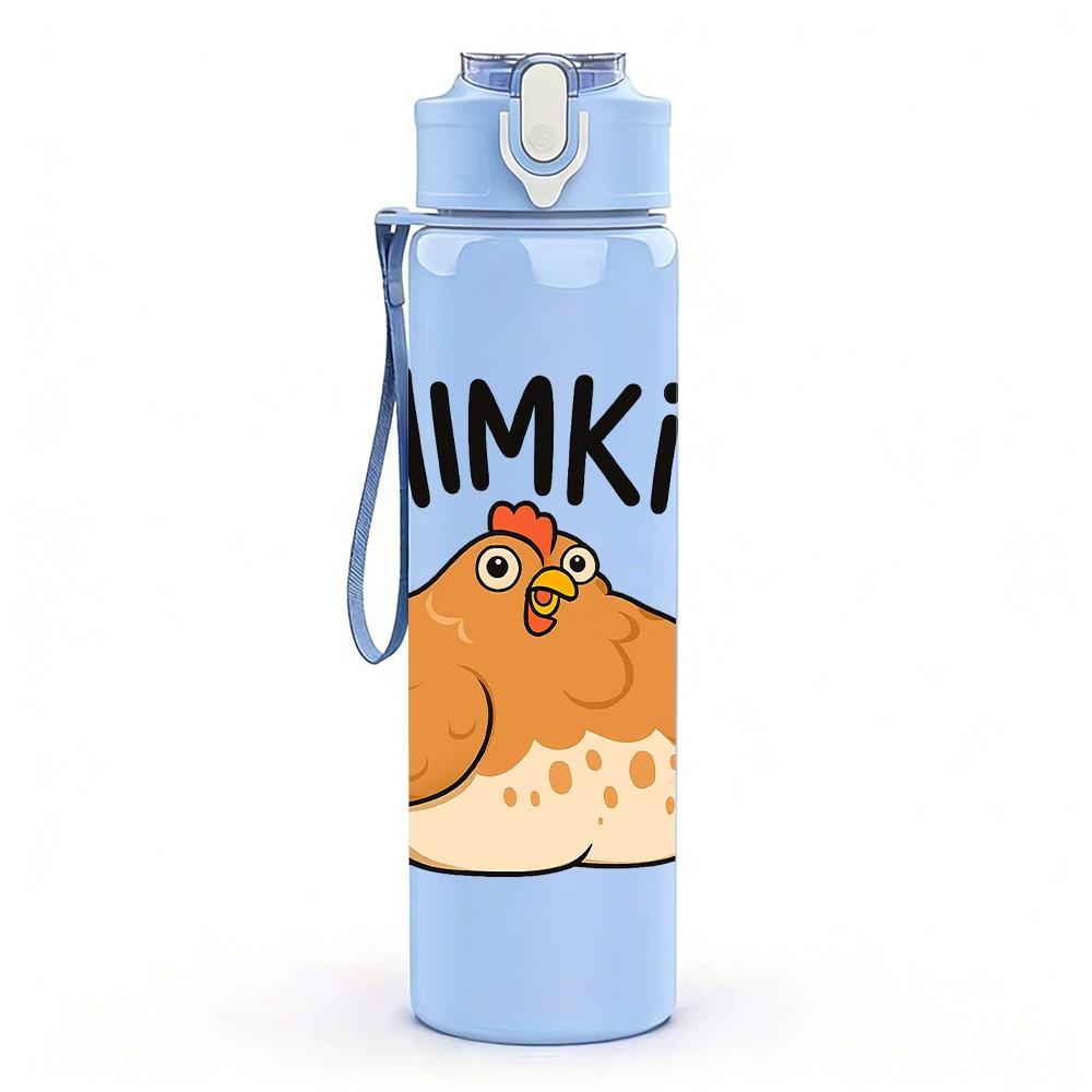 1PC CHIMKIN Cartoon Chicken 750ml Color Plastic Sports Water Bottle Leakproof Flip Straw Lid Suitable for Sports Office Home Use