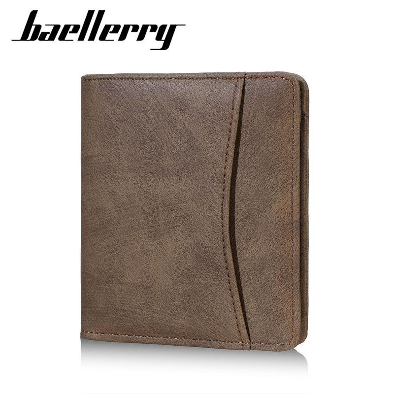 Baellerry Мужские модные короткие кошельки Классический дизайн Застежка-защелка Держатель для карт Винтажный деловой кошелек Кошельки для монет