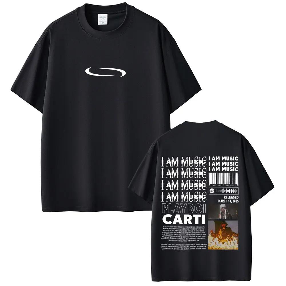 Топ Известный Рэпер Playboi Carti Я Музыка Новый Альбом Обложка Графический Принт Футболка Мужская Повседневная Винтажная Мужская Хип-Хоп Оверсайз Футболки
