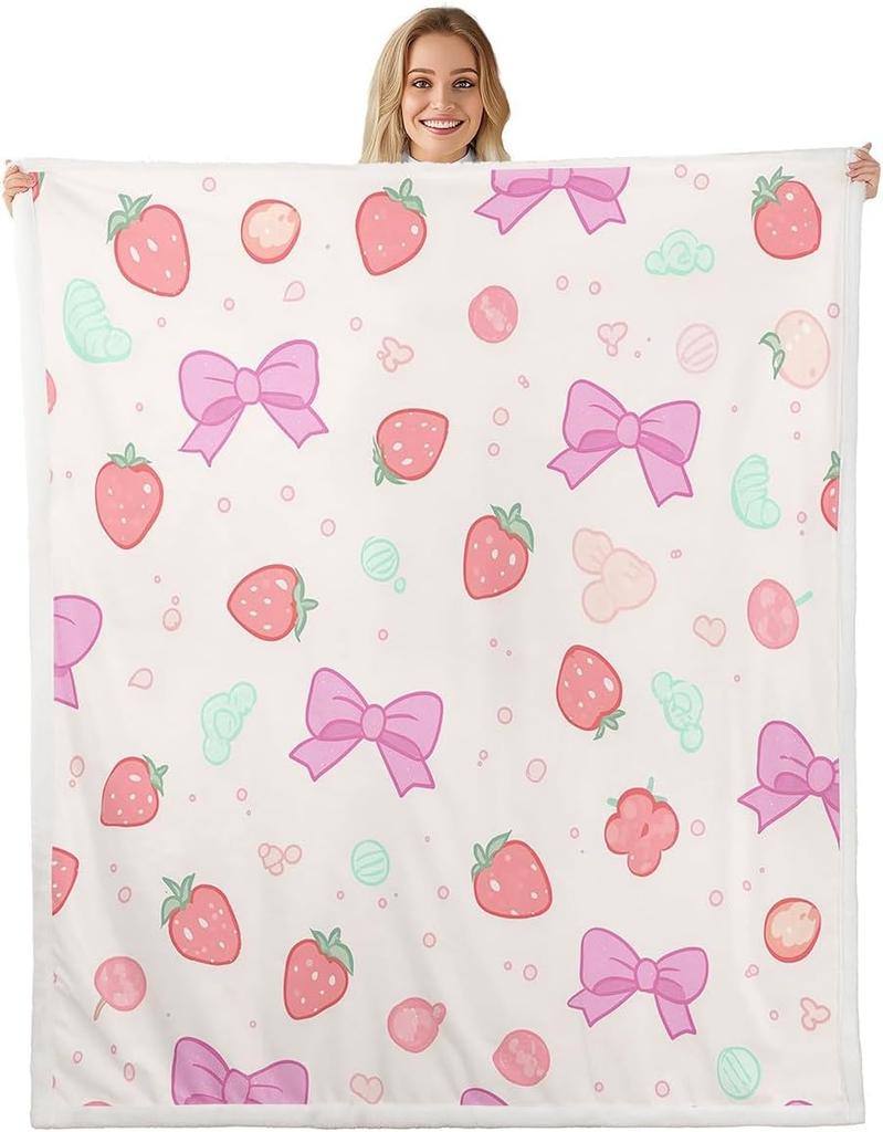 Плед с узором из синих бантов Мягкий флисовый плед Элегантный домашний декор Подарок для женщин Девочек Спальня Постельное белье Покрытие