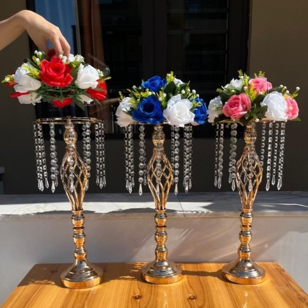 Хрустальный подсвечник Золотые обеденные подсвечники Модная ваза для цветов Свадебное украшение