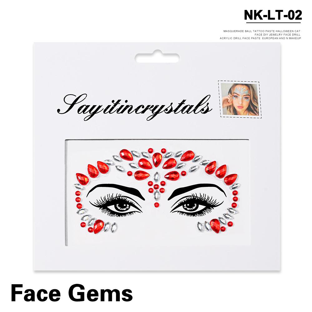 Европа Маскарадные наклейки на лицо Безопасные акриловые стразы Взрослые Дети Украшение лица Клейкие наклейки Товары для вечеринок и танцев