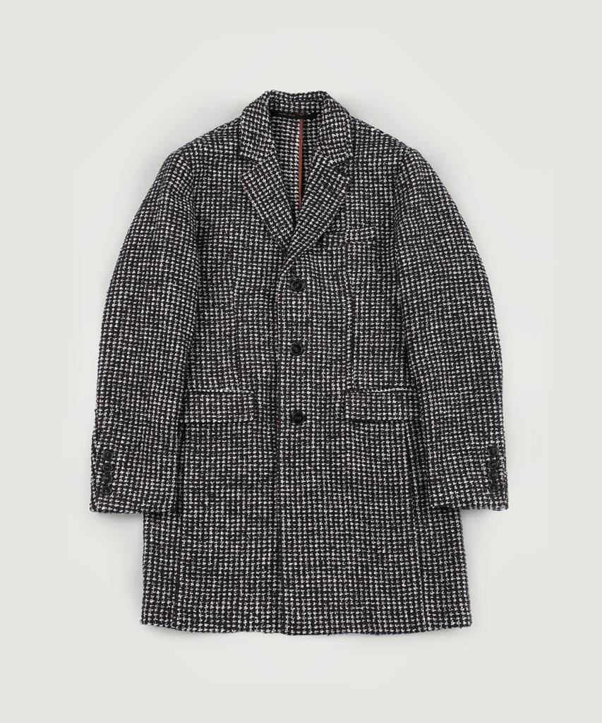 Panicale Single-Breasted Check Wool Blend Coat [Navy]