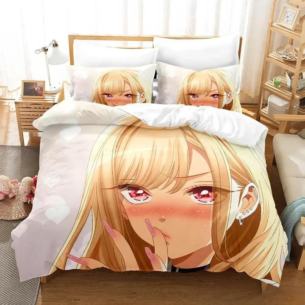 3D-принт аниме Kawaii Marin Kitagawa Комплект постельного белья Single Twin Full Queen King Size Комплект постельного белья Adult Kid Bedroom Наборы пододеяльников