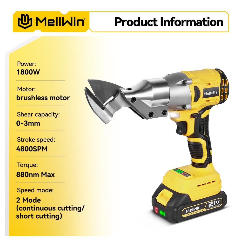 MELLWIN 1800 Вт Бесщеточные Электрические Ножницы Аккумуляторные Электрические Ножницы по Листовому Металлу Домашние Многофункциональные Ножницы Инструменты Для Аккумулятора Makita 18 В Штифтовое Крепление
