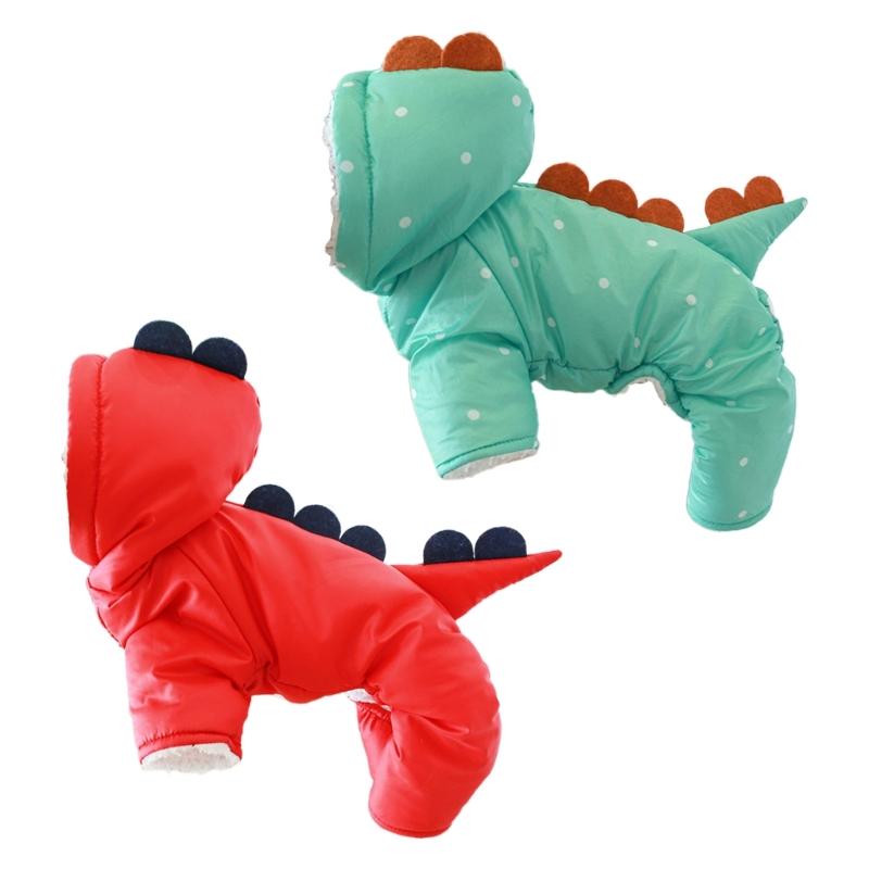 Пальто для собаки с капюшоном Костюм динозавра для собаки Комбинезон для собаки Зимнее пальто Комбинезон-костюм Толстовка Куртка для собаки Одежда для собаки