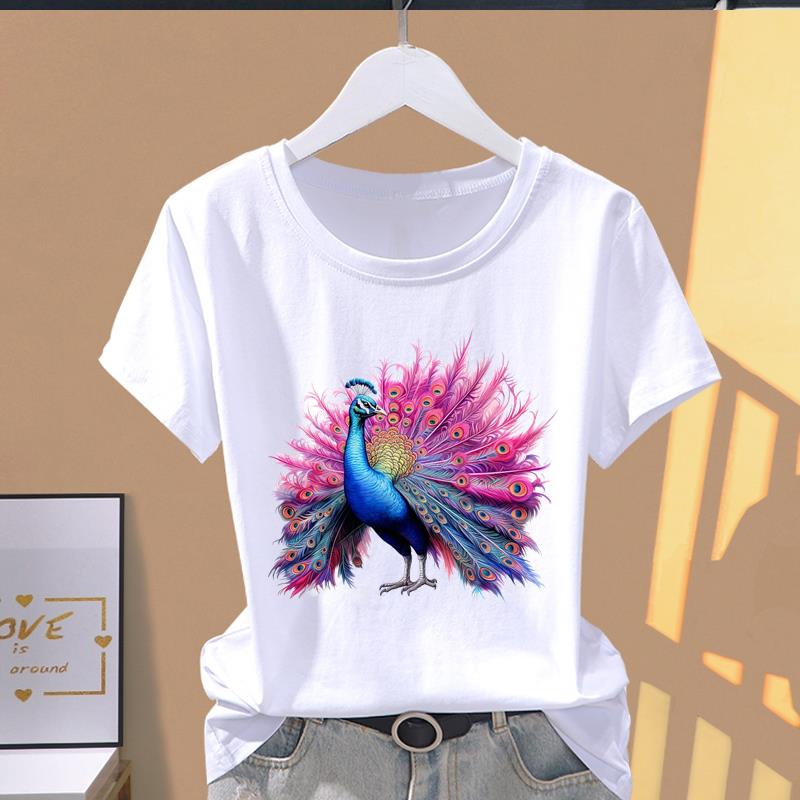 (Asian Size) Graphic Tee Casual T Clothing Print 90s Trend Watercolor Female Casual Women's Top Fashion Short Sleeve T-shirt