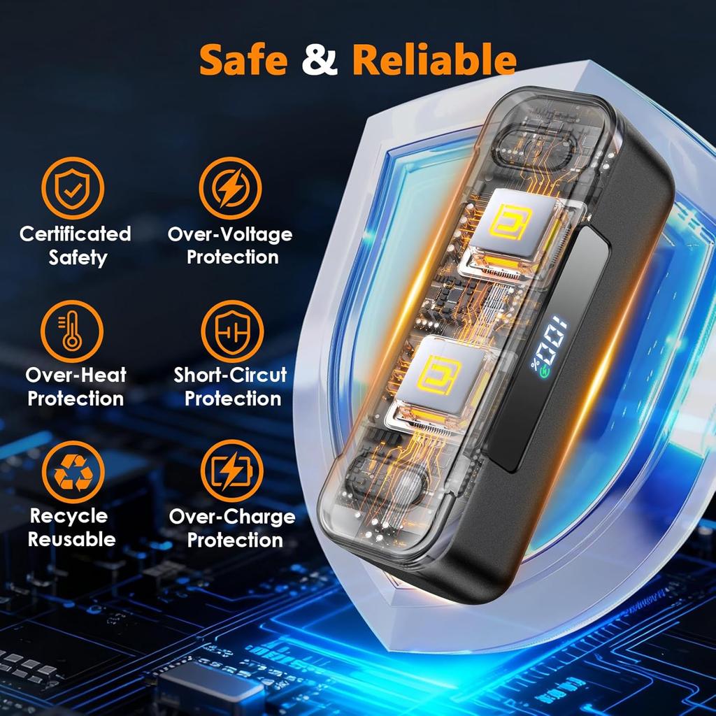 Rechargeable Hand Warmers 2 Pack, Magnetic Electric with LED, 4 Heat Levels up to 131°F, Portable Pocket Heater for Men & Women