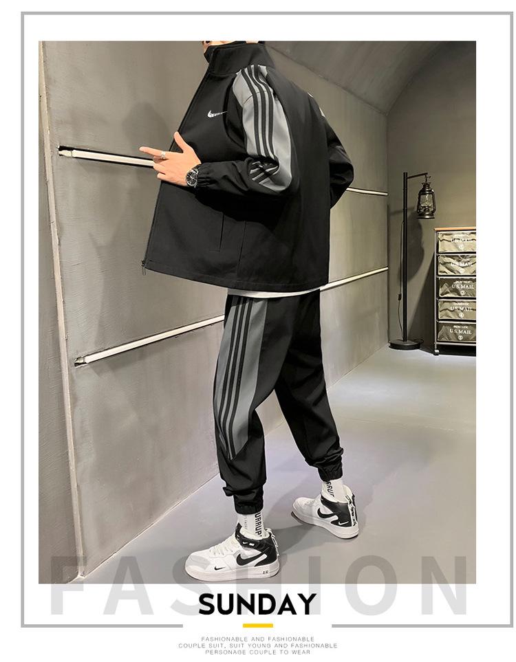 Мужской модный комплект: куртка с воротником-стойкой и худи, спортивная одежда для весны/осени