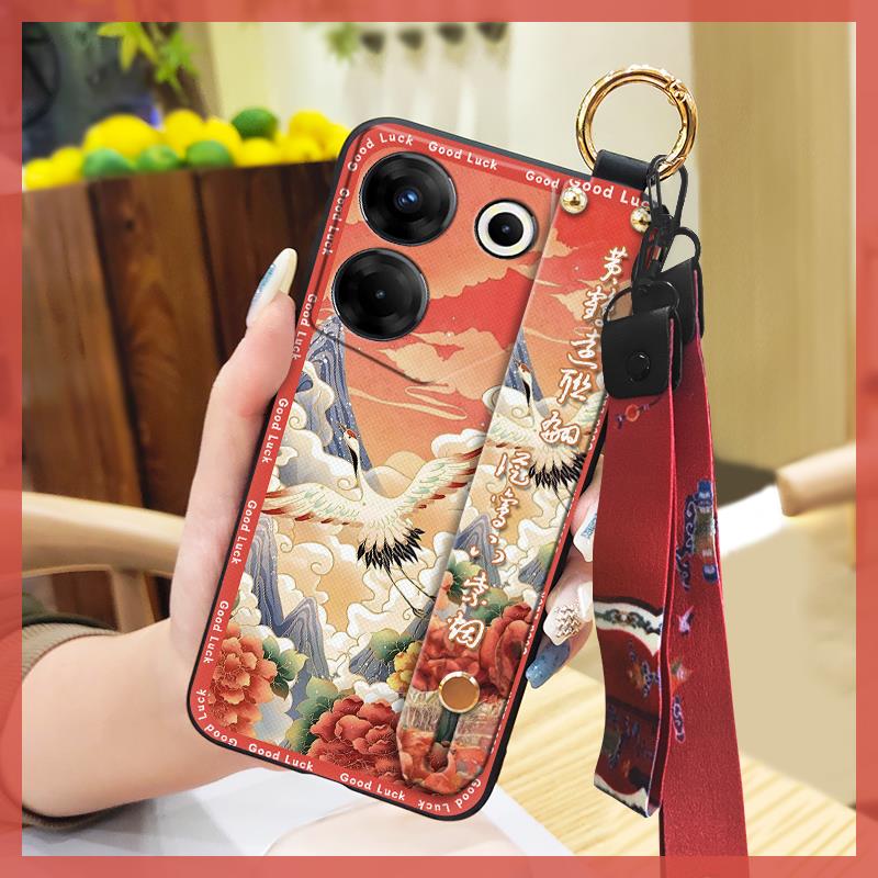 Для мамы чехол для телефона в китайском стиле для Tecno Camon20 Pro 5G/CK8n Модный ремешок на запястье Мягкий чехол Держатель для телефона Грязеотталкивающий