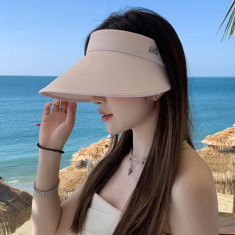 Summer Empty Top Sun Hat Women Double Shade UV Protection Large Brim Visors Korean Girls Fashion Versatile Color Match Beach Cap