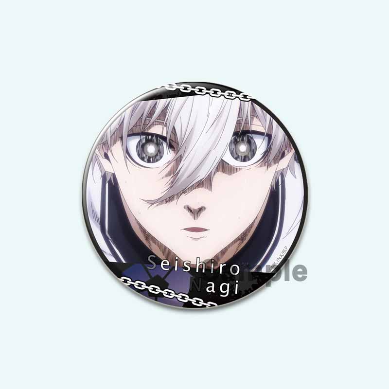 32/44/58 мм синяя брошь с HD-принтом, значок в виде аниме-фигурки из мультфильма Hyoma Chigirl Seishiro Nagi, круглые броши-булавки на лацкан, ювелирные изделия в подарок