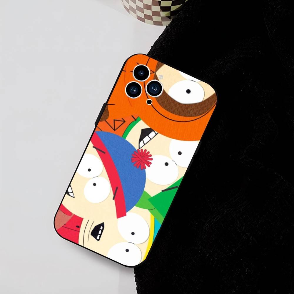 Anime S-South P-Park Phone Case Cool Black Silicone Soft For IPhone 16 15 14 13 12 11 X XR Plus Pro Max Plus