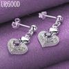925 Sterling Silver AAA Zircon Heart-shaped Piercing Earrings Fashionable Wedding Jewelry