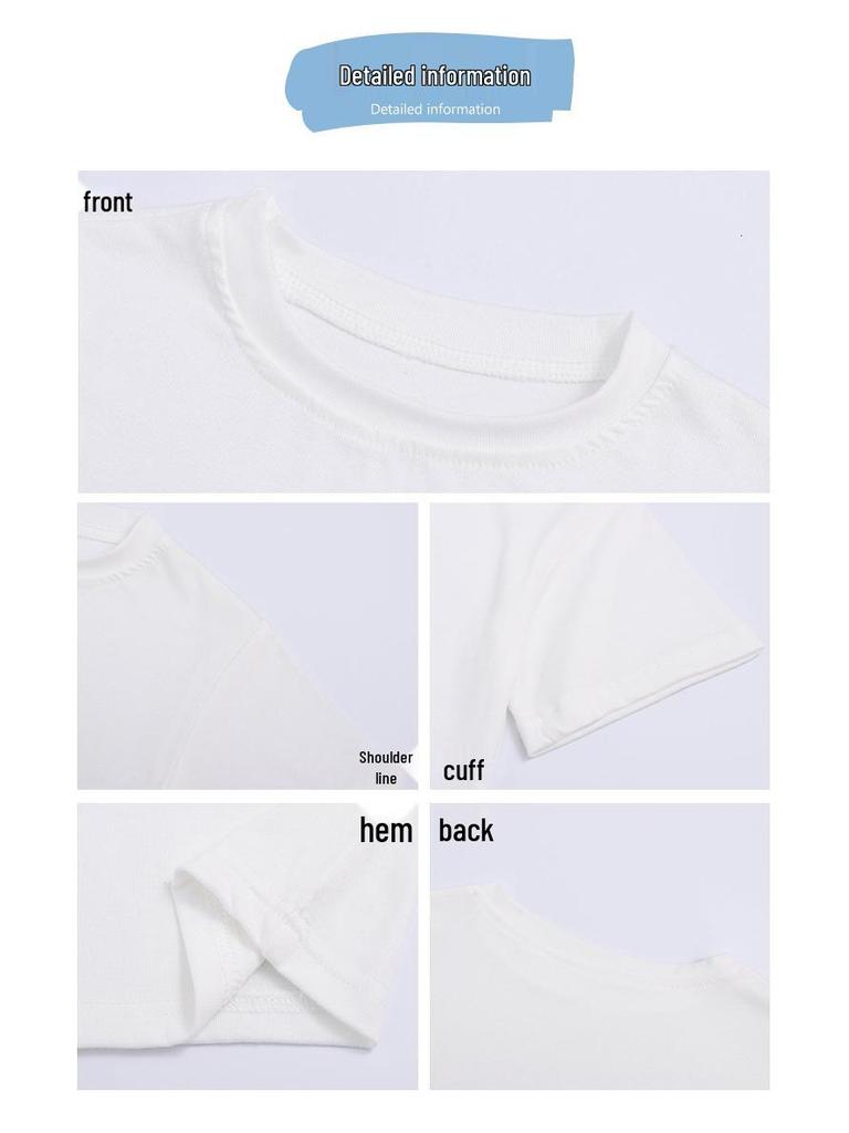 Kids' Short-Sleeve Summer T-Shirt - Korean Style Solid Color Round Neck for Boys & Girls