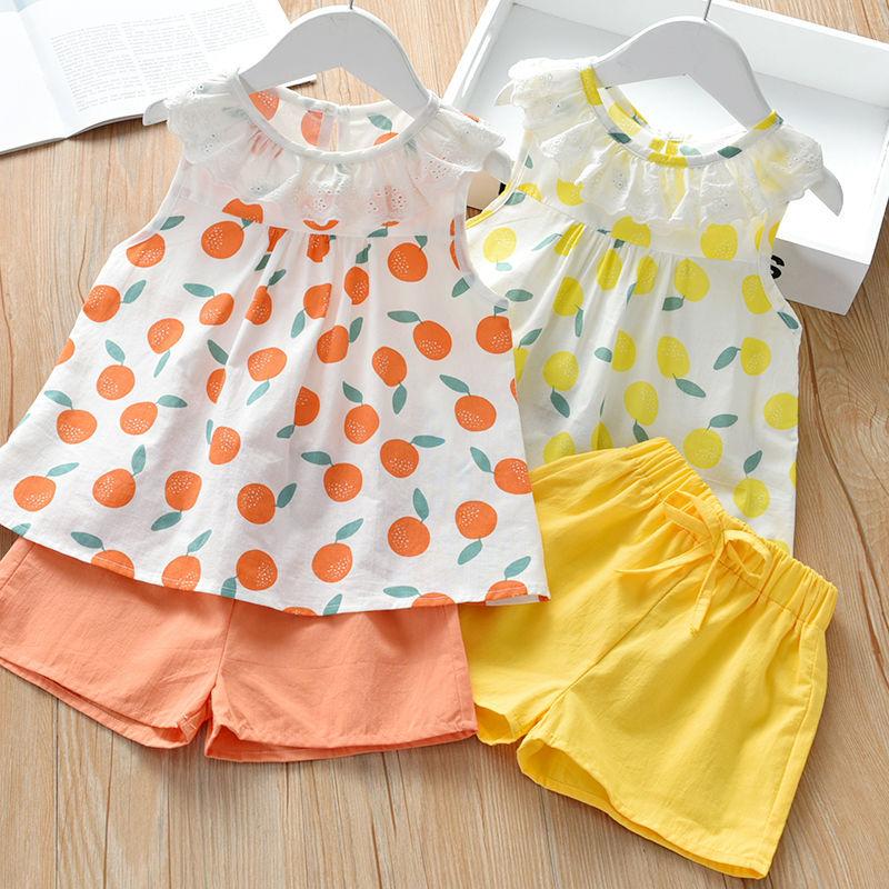 Летний повседневный комплект из двух предметов для девочек, новый универсальный комплект верхней одежды для детей от 1 до 5 лет, комплект с шортами