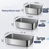 Stainless Steel Food Preservation Box with Lid - Square Tray for Refrigerator Storage