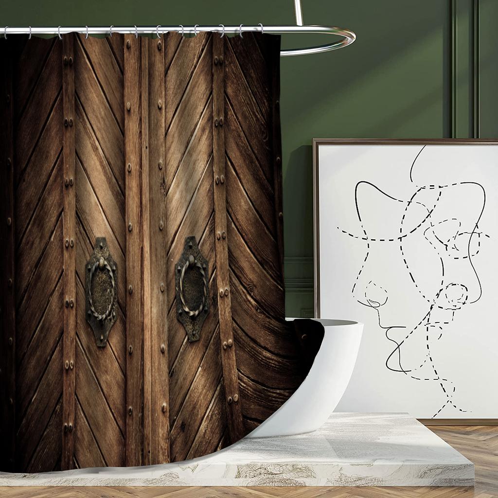 4 шт. старые деревянные занавески для душа в гараже, наборы для ванной комнаты, нескользящие коврики для ванной комнаты, крышка для унитаза, коврик для ванной, набор для ванной комнаты