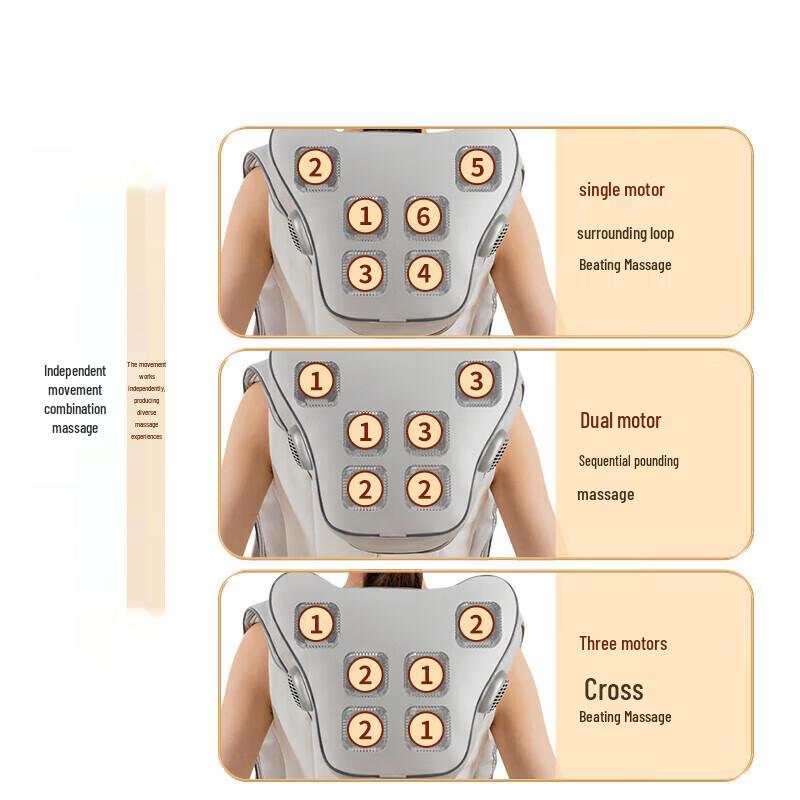 AUX Neck Shoulder Back Percussion Massager Shawl with Heat CN plug (adapter included)