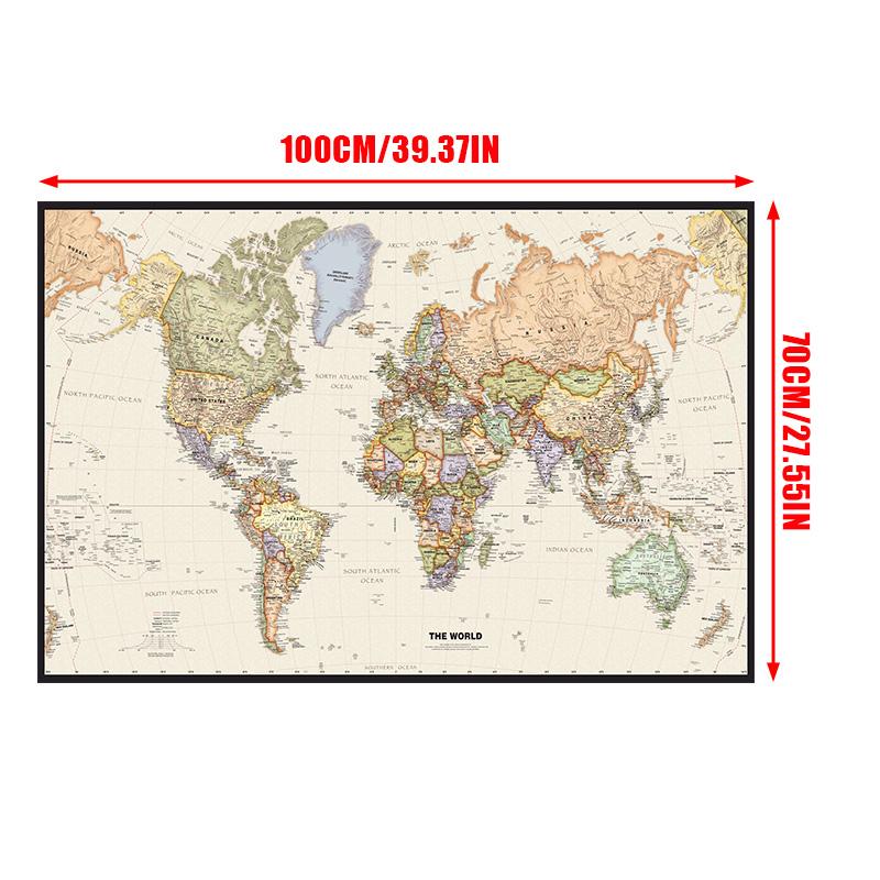 1 шт. Карта мира настенный плакат прозрачный печатный холст картина декоративная подвесная картина офис дом школьные принадлежности без рамки